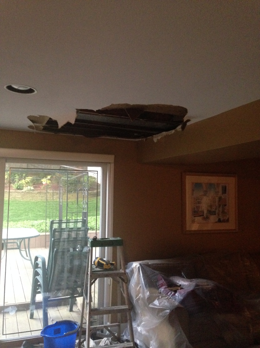 Ceiling water damage repair